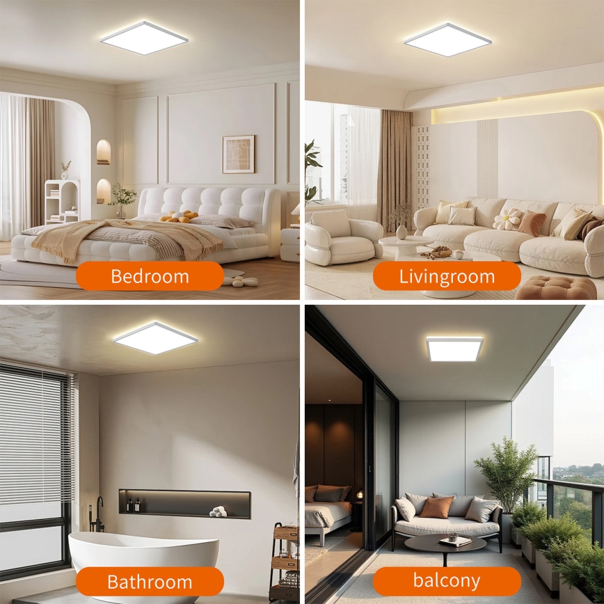 Brilagi - LED-kylpyhuoneen kattovalaisin ULTRA SLIM LED/24W/230V 42x42 cm hopea IP54