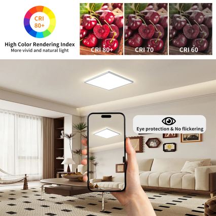 Brilagi - LED-kylpyhuoneen kattovalaisin ULTRA SLIM LED/24W/230V 42x42 cm hopea IP54