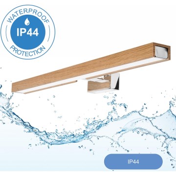 Brilagi - Kylpyhuoneen LED-peilivalo WOODY MIRROR LED/12W/230V 60 cm IP44 tammi/kiiltävä kromi