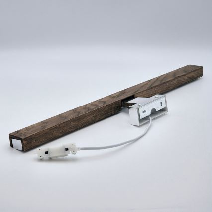 Brilagi - Kylpyhuoneen LED-peilivalo WOODY MIRROR LED/12W/230V 60 cm IP44 tammi saksanpähkinä/kiiltävä kromi