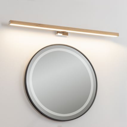 Brilagi - Kylpyhuoneen LED-peilivalo WOODY MIRROR LED/15W/230V 90 cm IP44 tammi/kiiltävä kromi