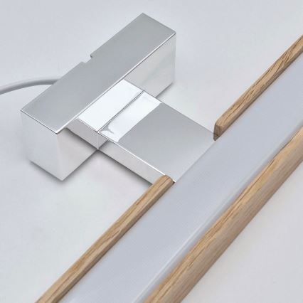 Brilagi - Kylpyhuoneen LED-peilivalo WOODY MIRROR LED/15W/230V 90 cm IP44 tammi/kiiltävä kromi