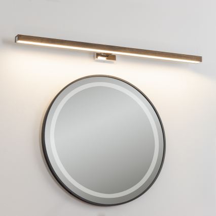 Brilagi - Kylpyhuoneen LED-peilivalo WOODY MIRROR LED/15W/230V 90 cm IP44 tammi saksanpähkinä/kiiltävä kromi