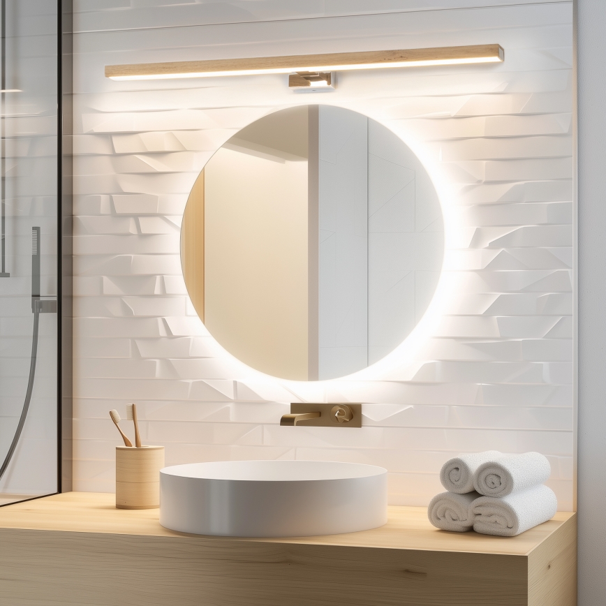 Brilagi - Kylpyhuoneen LED-peilivalo WOODY MIRROR LED/15W/230V 90 cm IP44 tammi/valkoinen