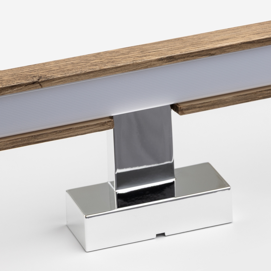 Brilagi - Kylpyhuoneen LED-peilivalo WOODY MIRROR LED/8W/230V 40 cm IP44 tammi saksanpähkinä/kiiltävä kromi