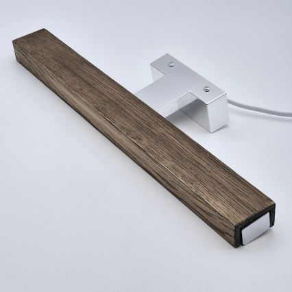 Brilagi - Kylpyhuoneen LED-peilivalo WOODY MIRROR LED/8W/230V 40 cm IP44 tammi saksanpähkinä/kiiltävä kromi