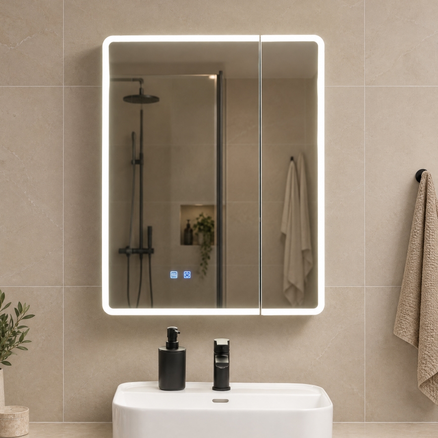 BRILAGI - kylpyhuoneen LED-valaistu peilikaappi BRONTE DOUBLE 60x75 cm