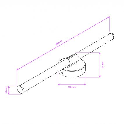 Brilagi - LARA LED-peilivalaisin 10 W, 230 V, 60 cm, IP44, musta