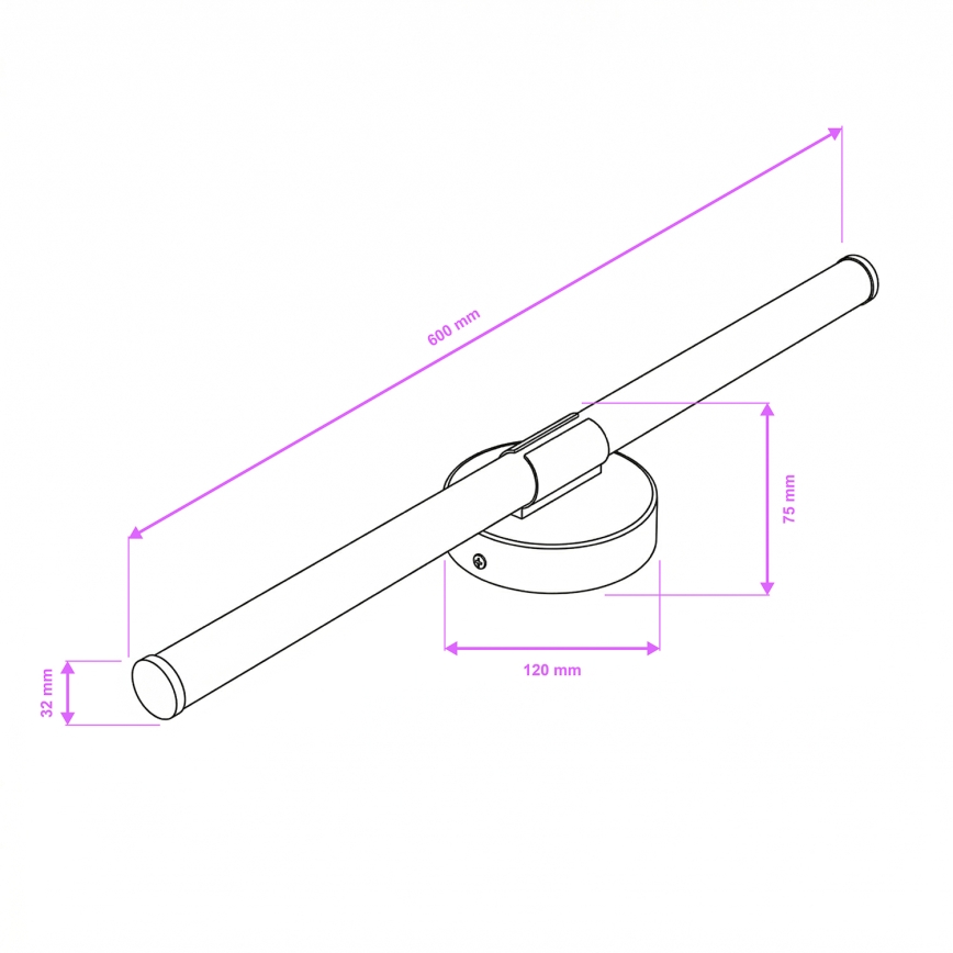 Brilagi - LARA LED-peilivalaisin 10 W, 230 V, 60 cm, IP44, musta