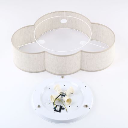 Brilagi - Lasten kattovalaisin NIMBUS LINEN 4xE27/15W/230V 46x63 cm beige