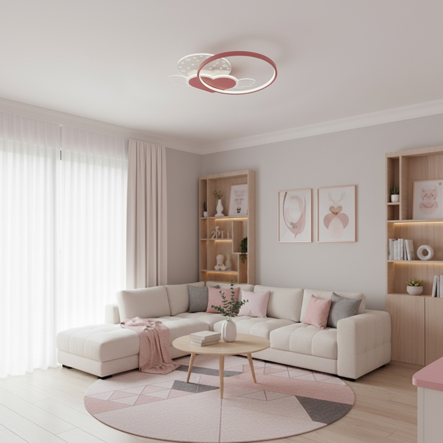 Brilagi - Lasten LED-kattovalaisin LOVE LED/48W/230V 3000/4500/6000K vaaleanpunainen