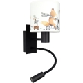 BRILAGI - Lasten LED-taipuisa seinävalaisin BOBO 1xE27/25W/230V + LED/3W musta/valkoinen/eläinaiheinen