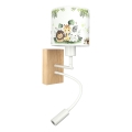 Brilagi - lasten LED-taipuisa seinävalaisin BOBO WOOD 1xE27/25W/230V + LED/3W tammi/valkoinen/vihreä/viidakko
