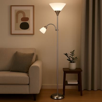 Brilagi - lattiavalaisin ARIANA 1xE27/100W/230V + 1xE14/25W mattakromi