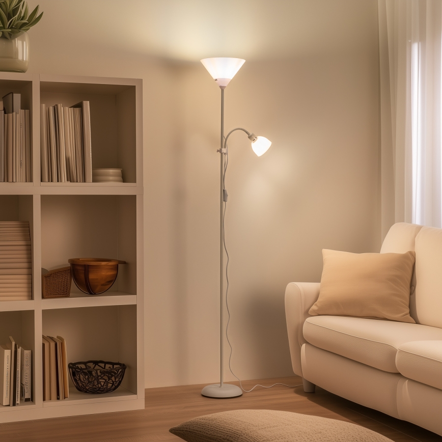 BRILAGI - Lattiavalaisin ARIANA 1xE27/100W/230V + 1xE14/25W valkoinen