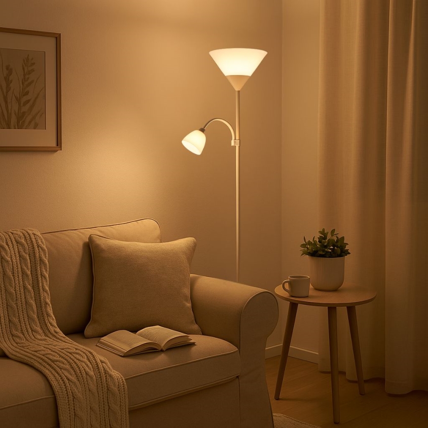 Brilagi - Lattiavalaisin ARIANA 1xE27/100W/230V + 1xE14/25W valkoinen