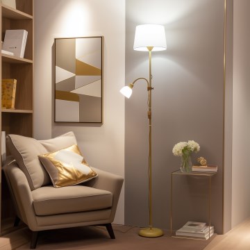 Brilagi - Lattiavalaisin CERIA 1xE27/100W/230V + 1xE14/25W kulta/valkoinen