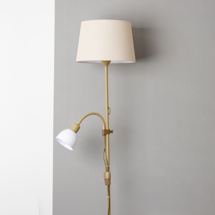 Brilagi - Lattiavalaisin CERIA 1xE27/100W/230V + 1xE14/25W kultainen/beige