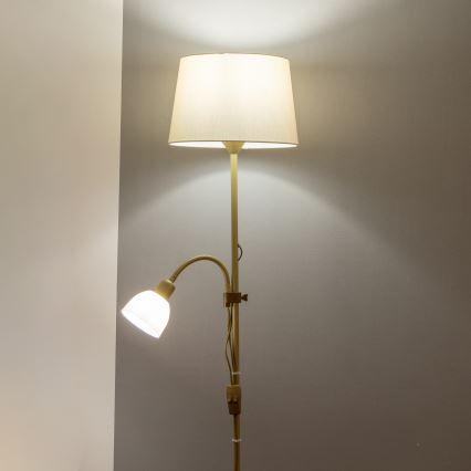 Brilagi - Lattiavalaisin CERIA 1xE27/100W/230V + 1xE14/25W kultainen/beige