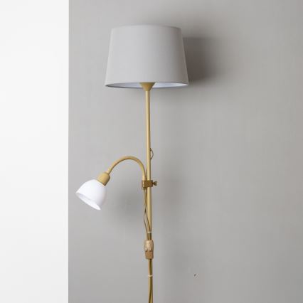 Brilagi - Lattiavalaisin CERIA 1xE27/100W/230V + 1xE14/25W kultainen/harmaa