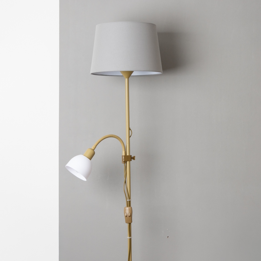 Brilagi - Lattiavalaisin CERIA 1xE27/100W/230V + 1xE14/25W kultainen/harmaa