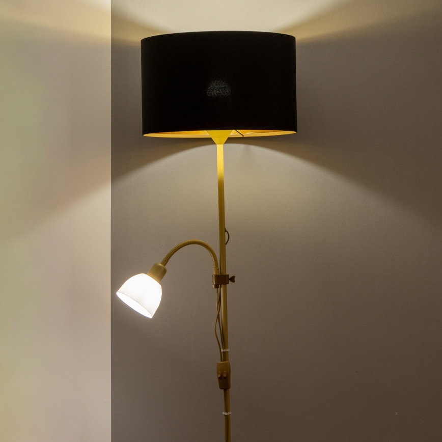 Brilagi - Lattiavalaisin CERIA 1xE27/100W/230V + 1xE14/25W kultainen/musta
