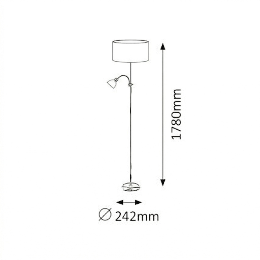 Brilagi - Lattiavalaisin CERIA 1xE27/100W/230V + 1xE14/25W mattakromi/beige
