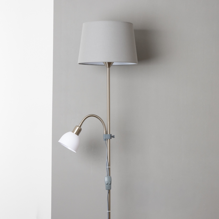 Brilagi - Lattiavalaisin CERIA 1xE27/100W/230V + 1xE14/25W mattakromi/harmaa