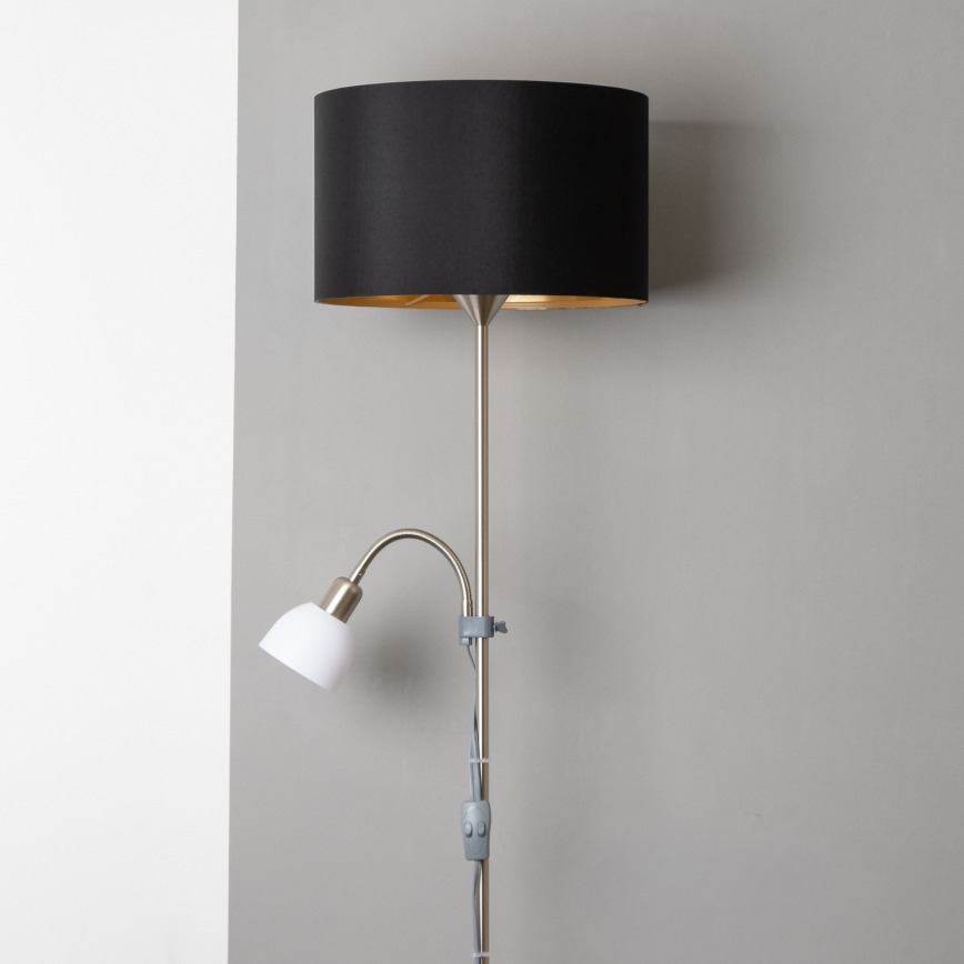 Brilagi - Lattiavalaisin CERIA 1xE27/100W/230V + 1xE14/25W mattakromi/musta