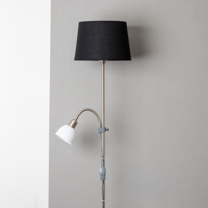 Brilagi - Lattiavalaisin CERIA 1xE27/100W/230V + 1xE14/25W mattakromi/musta
