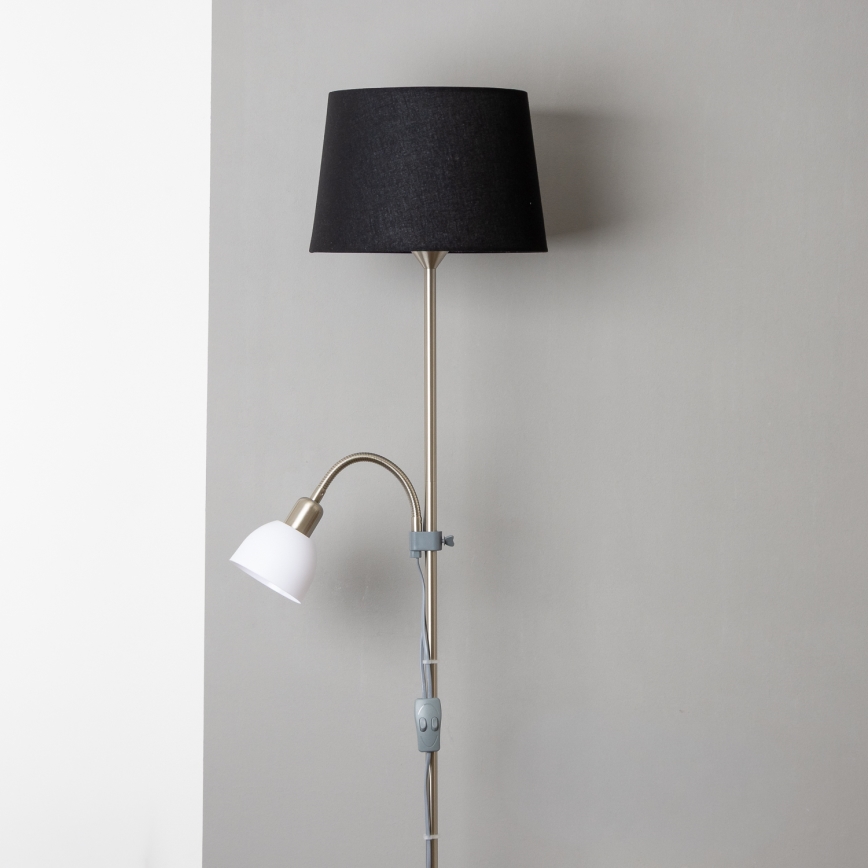 Brilagi - Lattiavalaisin CERIA 1xE27/100W/230V + 1xE14/25W mattakromi/musta