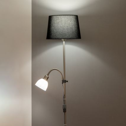Brilagi - Lattiavalaisin CERIA 1xE27/100W/230V + 1xE14/25W mattakromi/musta