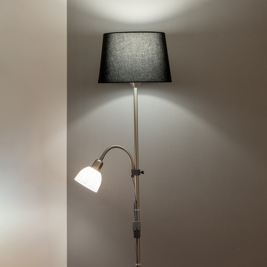 Brilagi - Lattiavalaisin CERIA 1xE27/100W/230V + 1xE14/25W mattakromi/musta