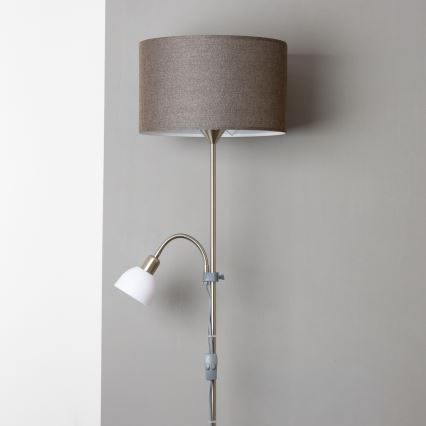 Brilagi - Lattiavalaisin CERIA 1xE27/100W/230V + 1xE14/25W mattakromi/ruskea