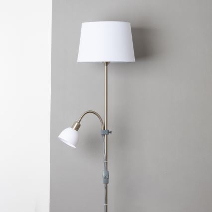 Brilagi - Lattiavalaisin CERIA 1xE27/100W/230V + 1xE14/25W mattakromi/valkoinen