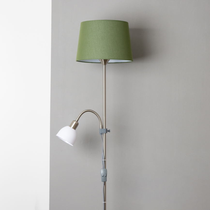 Brilagi - Lattiavalaisin CERIA 1xE27/100W/230V + 1xE14/25W mattakromi/vihreä