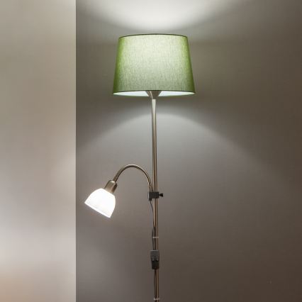 Brilagi - Lattiavalaisin CERIA 1xE27/100W/230V + 1xE14/25W mattakromi/vihreä