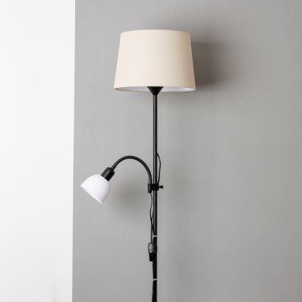 Brilagi - Lattiavalaisin CERIA 1xE27/100W/230V + 1xE14/25W musta/beige