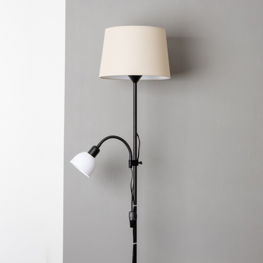 Brilagi - Lattiavalaisin CERIA 1xE27/100W/230V + 1xE14/25W musta/beige