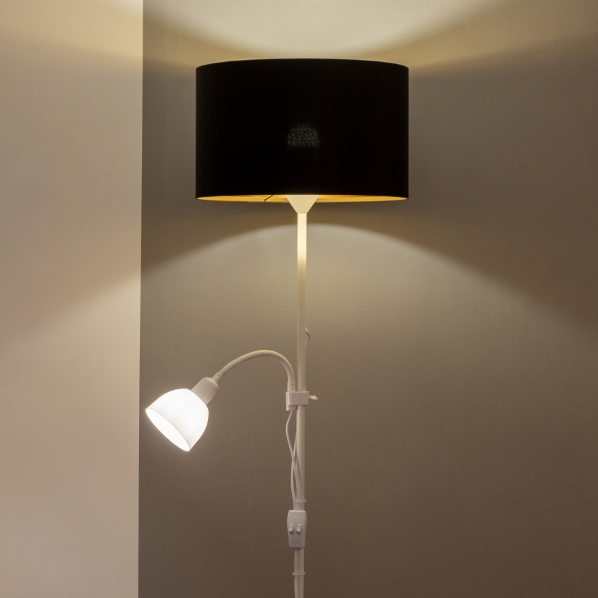 Brilagi - Lattiavalaisin CERIA 1xE27/100W/230V + 1xE14/25W valkoinen/musta