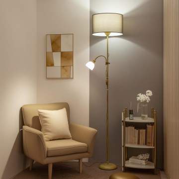 Brilagi - Lattiavalaisin CERIA 2-in-1 1xE27/100W/230V + 1xE14/25W kulta/ruskea