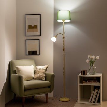 Brilagi - Lattiavalaisin CERIA 2-in-1 1xE27/100W/230V + 1xE14/25W kultainen/vihreä