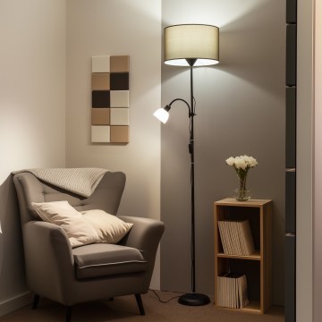 Brilagi - Lattiavalaisin CERIA 2-in-1 1xE27/100W/230V + 1xE14/25W musta/ruskea