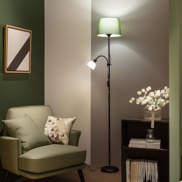 Brilagi - Lattiavalaisin CERIA 2-in-1 1xE27/100W/230V + 1xE14/25W musta/vihreä