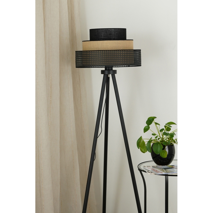 Brilagi - Lattiavalaisin DAKOTA LUNETA 1xE27/15W/230V musta/rottinki