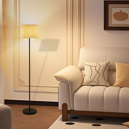 Brilagi - Lattiavalaisin NORDIC WAVE 1xE27/15W/230V pellava/musta