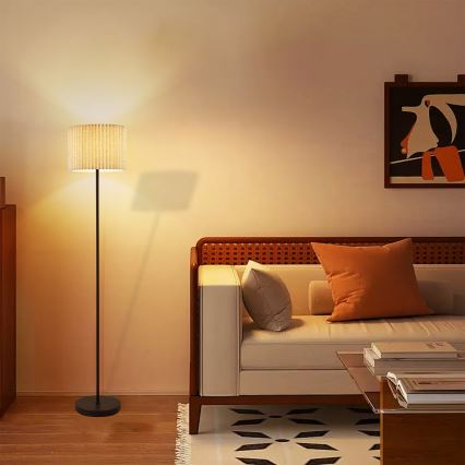 Brilagi - Lattiavalaisin NORDIC WAVE 1xE27/15W/230V pellava/musta