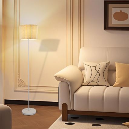 Brilagi - Lattiavalaisin NORDIC WAVE 1xE27/15W/230V pellava/valkoinen