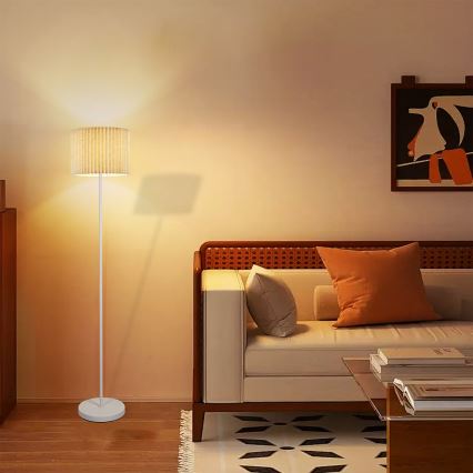 Brilagi - Lattiavalaisin NORDIC WAVE 1xE27/15W/230V pellava/valkoinen