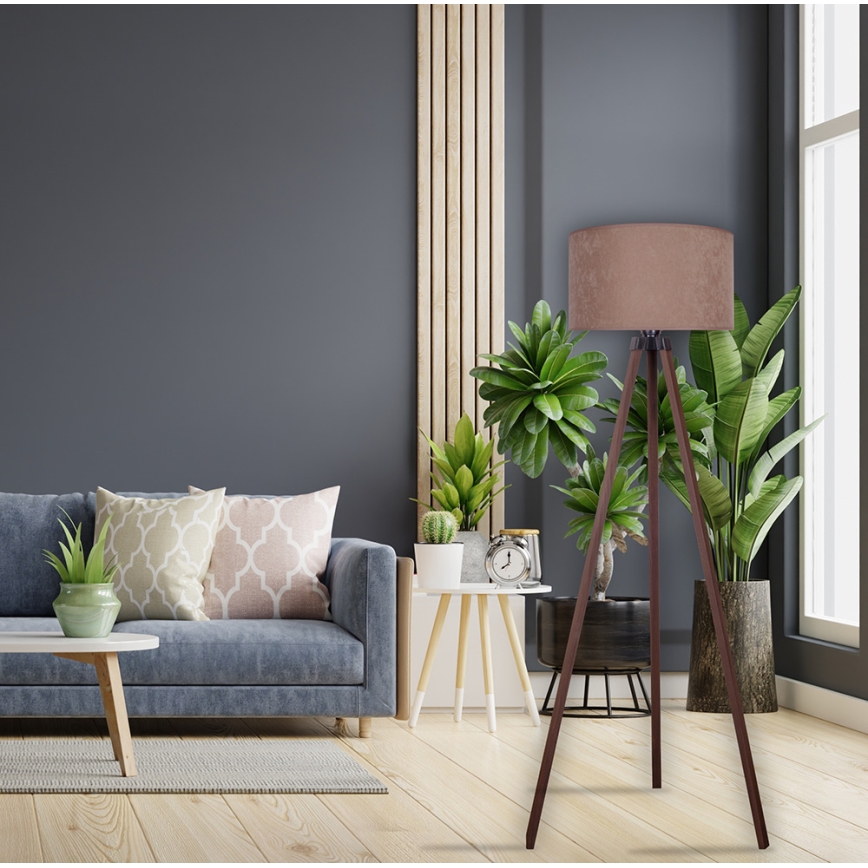 Brilagi - Lattiavalaisin VELVET 1xE27/60W/230V ruskea/beige